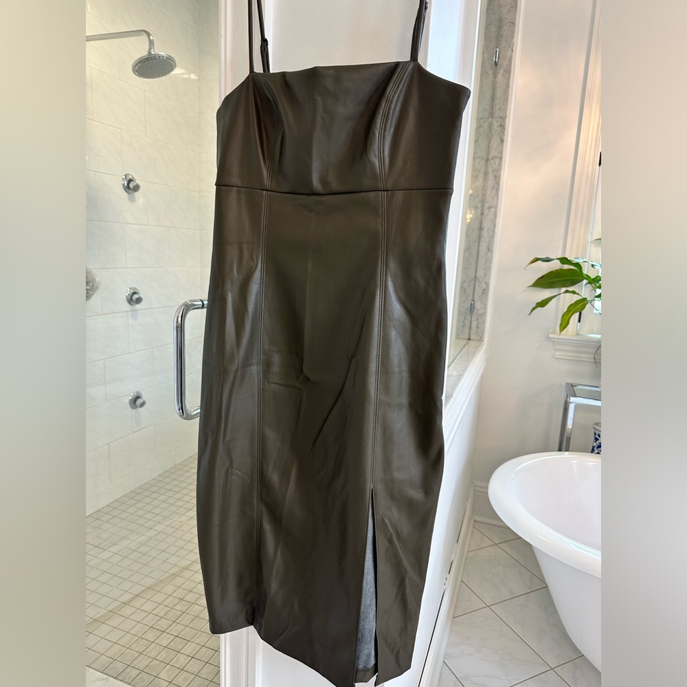 Express faux leather body contour dress